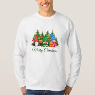 Camiseta Gnomos de Aquarela Feliz Natal Longo