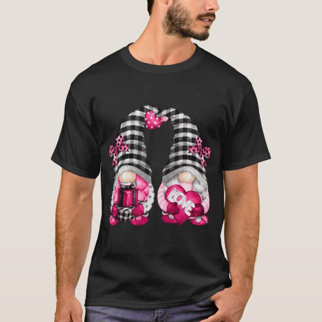 Camiseta Gnomos De Dia de os namorados Lésbica Rosa E Bonit (Frente)