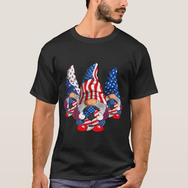 Camiseta Gnomos De Futebol Patriótico Americano Nos Estados (Frente)
