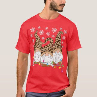 Camiseta Gnomos de Impressão do Leopardo Xmas Engraçado Gno
