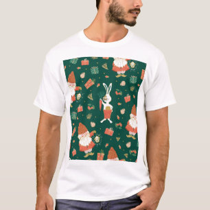 Camiseta Gnomos de Natal, Padrão de Feriado Bunny.