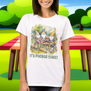 Camiseta gnomos de texto de adição de piquenique