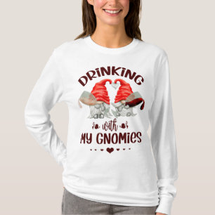 Camiseta Gnomos De Vinho Bebendo Com Meus Gnomos Engraçados