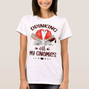 Camiseta Gnomos De Vinho Bebendo Com Meus Gnomos Engraçados