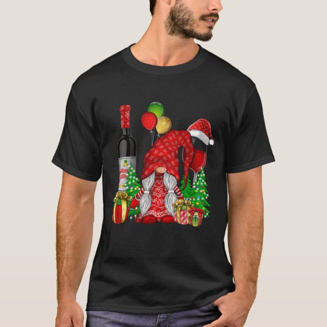 Camiseta Gnomos De Vinho De Natal Para O Xmas Cheio (Frente)