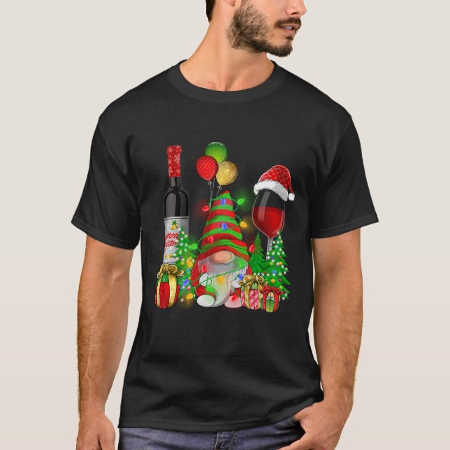 Camiseta Gnomos De Vinho De Natal Para O Xmas Cheio (Frente)