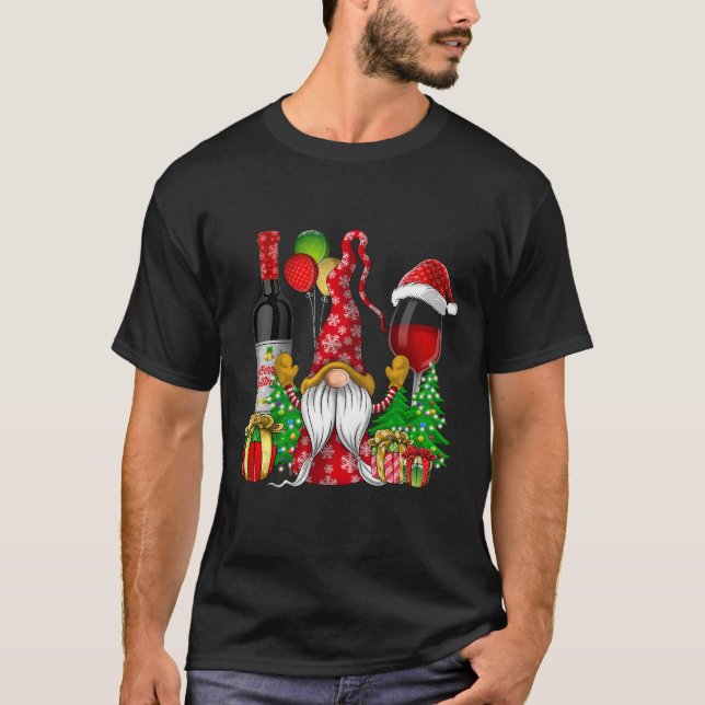 Camiseta Gnomos De Vinho De Natal Para O Xmas Cheio (Frente)