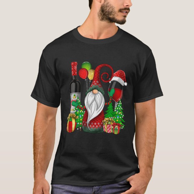 Camiseta Gnomos De Vinho De Natal Para O Xmas Cheio (Frente)