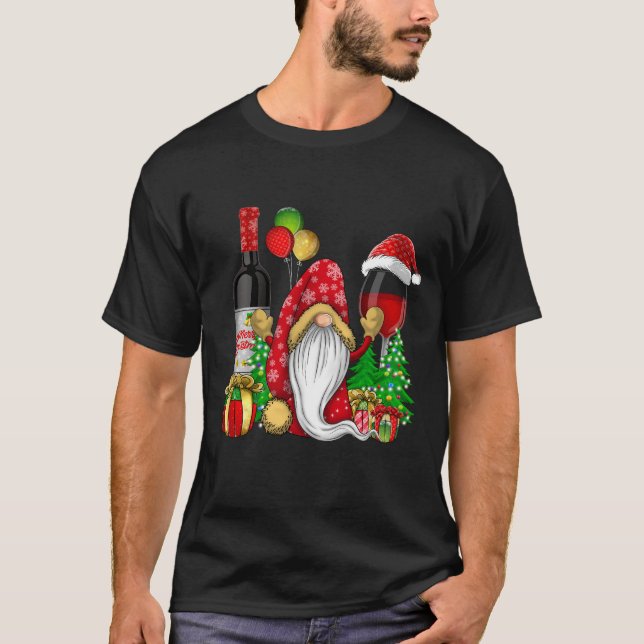 Camiseta Gnomos De Vinho De Natal Para O Xmas Cheio (Frente)