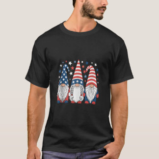Camiseta Gnomos do Dia 4 de Julho Bandeira Americana Patrió