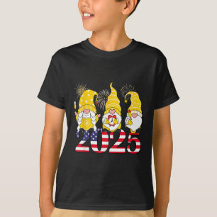 Camiseta Gnomos do Partido feliz ano novo 2025 Fogos de Art