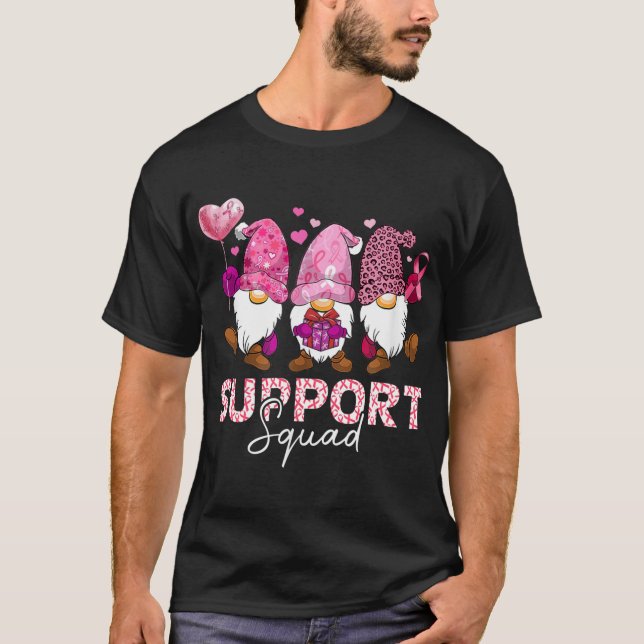Camiseta Gnomos Engraçados Apoiam Cancer A de Mama Esquadrã (Frente)