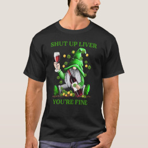Camiseta Gnomos Engraçados Bebem Vinho Shenanigans Patr