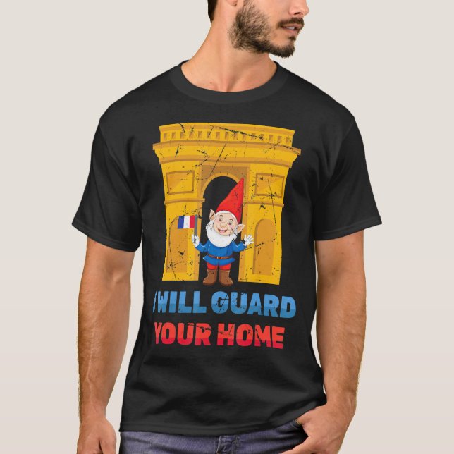 Camiseta Gnomos Estou Aqui Para Guarda De Seu Gnomo Francês (Frente)
