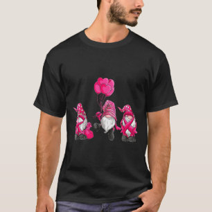Camiseta Gnomos fita rosa de conscientização do câncer de m