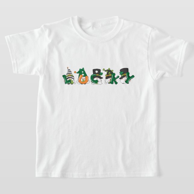 Camiseta Gnomos Fofos Segurando Letras da Sorte Dia de São  (Postura )