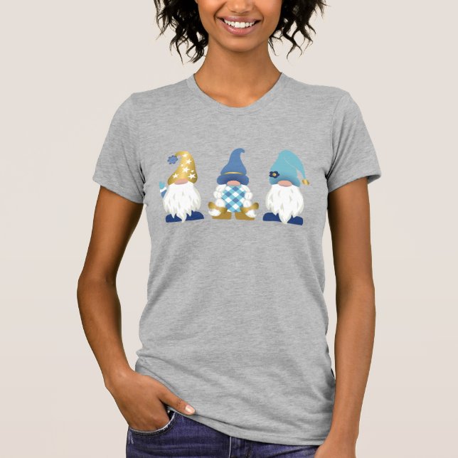 Camiseta Gnomos Gnomos Dourados Azuis Xadrez de Buffalo Bra (Frente)
