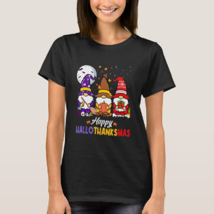 Camiseta Gnomos Halloween Dia de Ação de Graças Feliz Hall