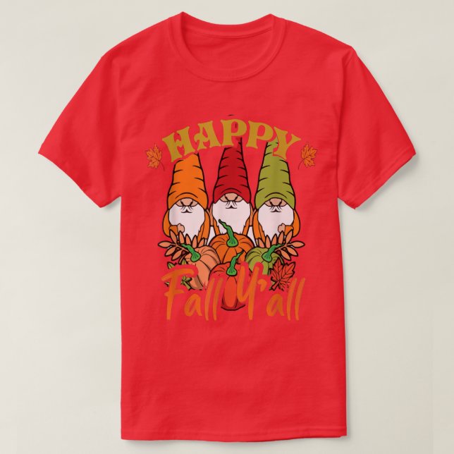 Camiseta Gnomos lindos Abóbora outono Feliz Queda Vocês Obr (Frente do Design)