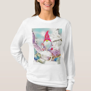 Camiseta Gnomos na pintura a aquarela da neve
