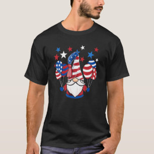 Camiseta Gnomos Patrióticos 4 de julho Menina Americana