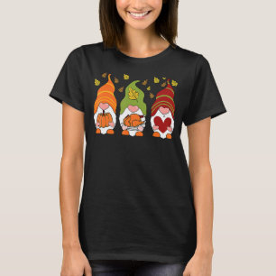 Camiseta Gnomos Pumpkin Turquia Dia de Ação de Graças Caiu