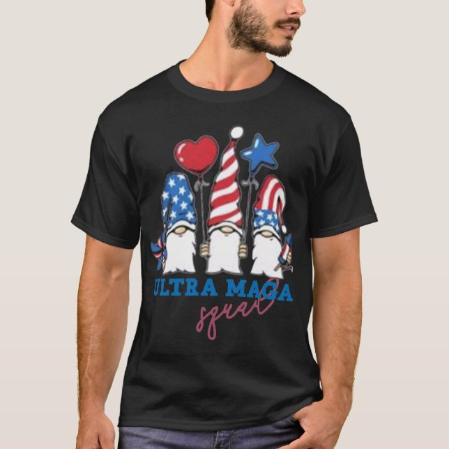 Camiseta Gnomos Ultra Mega Esquadrão EUA sinalizam apoio Tr (Frente)