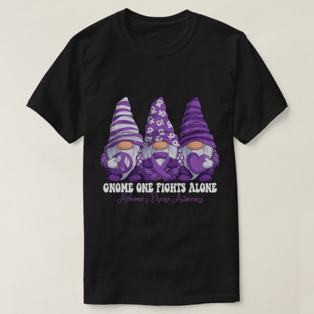 Camiseta Gnomos Um Luta Sozinha Contra a Doença de Alzheime (Frente do Design)