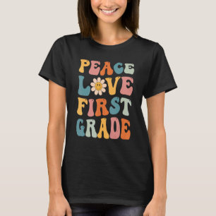 Camiseta Gnoovy Retro Vintage Peace Love First Grade Back T
