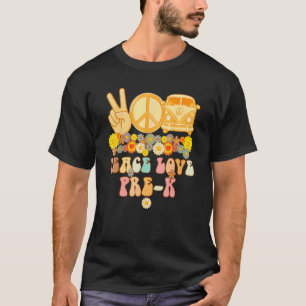 Camiseta Gnoovy Retro Vintage Peace Love Pre K Back To Scho