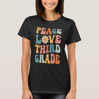 Camiseta Gnoovy Retro Vintage Peace Love Third Grade Back T