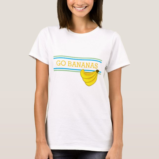 Camiseta GO BANANAS, listras com bananeira amarela (Frente)