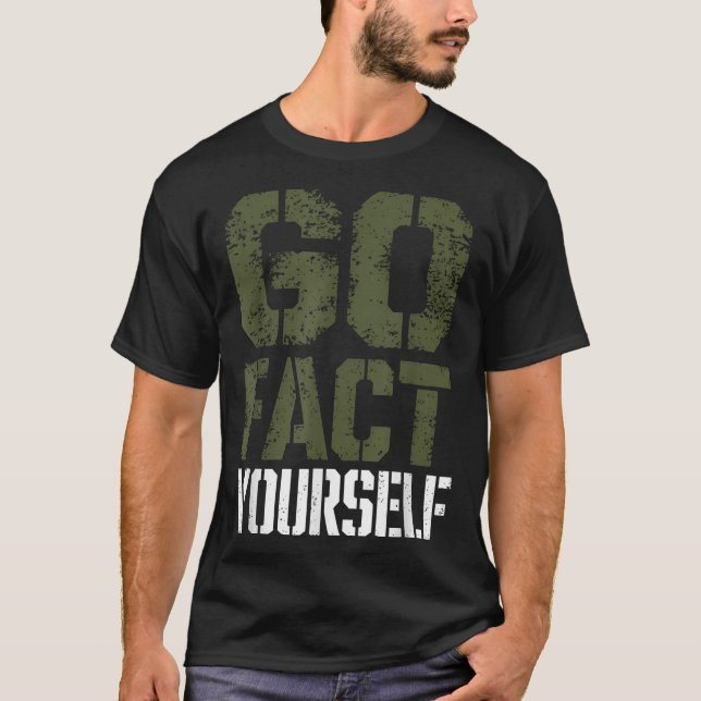 Camiseta Go Fact Yourself Funny Military Stencil Tactical S (Frente)