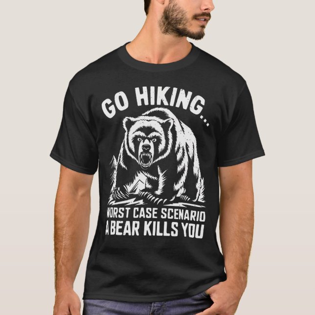 Camiseta Go Hiking Bear Mountain Forest Wildlife Camping Wi (Frente)