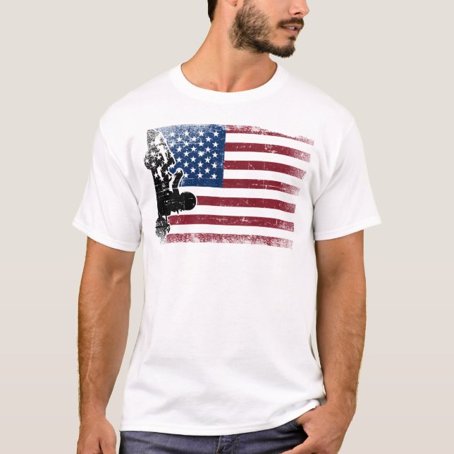 Camiseta Go Kart Go Kart American Flag American (Frente)
