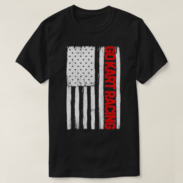 Camiseta Go Kart Racing American Flag USA Patriotic Go Kart (Frente do Design)