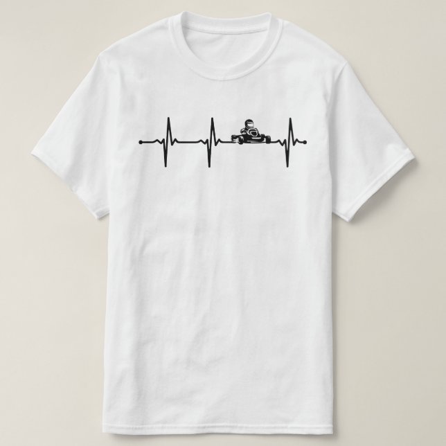 Camiseta Go Kart Racing Driver ECG Heartbeat Bv (Frente do Design)