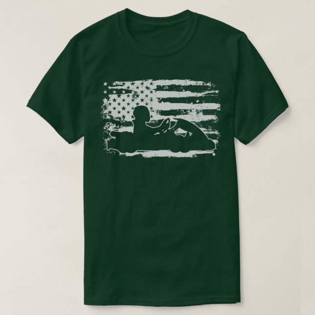 Camiseta Go Kart USA Flag Go Kart Racer Go Kart Racer (Frente do Design)