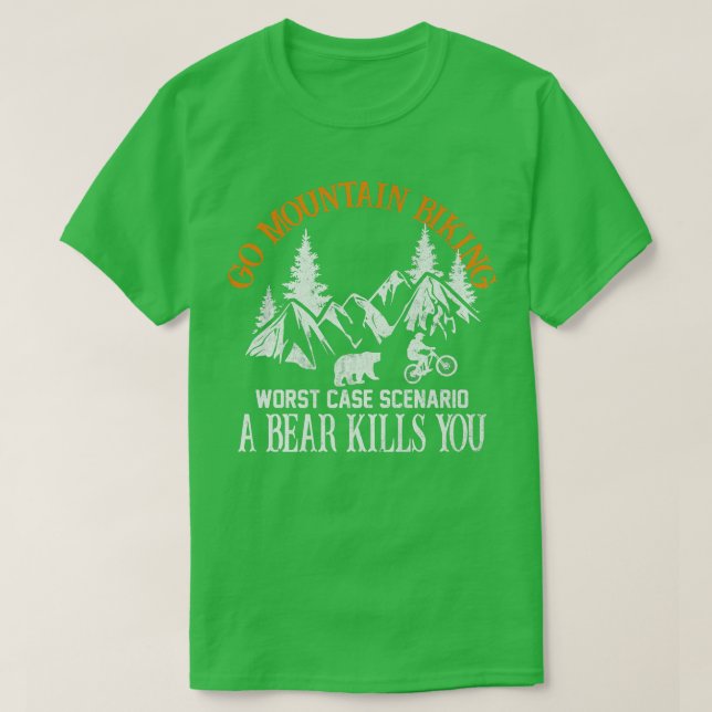 Camiseta Go Mountain Biking Pior Case Scenario Bear Biker (Frente do Design)