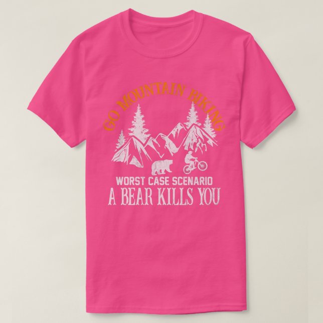 Camiseta Go Mountain Biking Pior Case Scenario Bear Biker (Frente do Design)