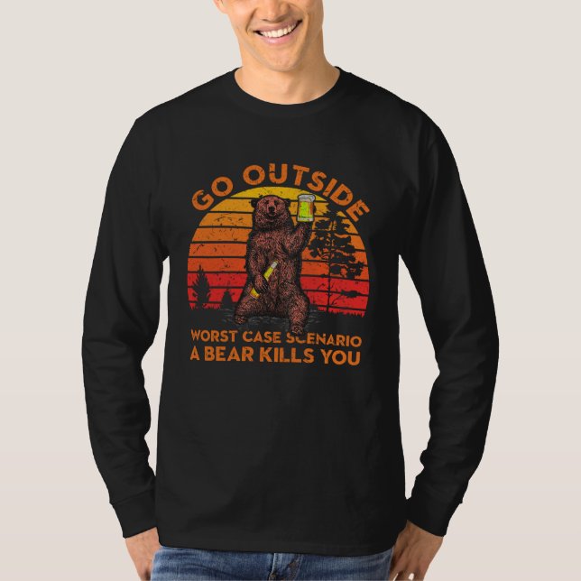 Camiseta Go Outside Worst Case Scenario A Bear Kills You Ap (Frente)