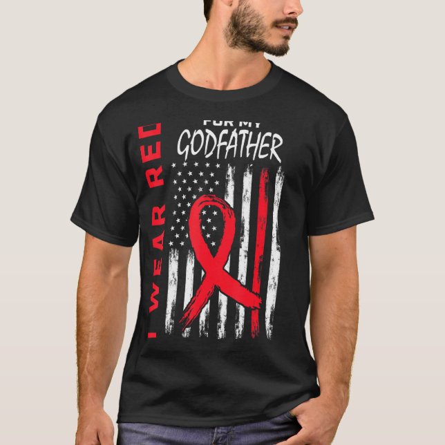 Camiseta Go Red Goddad Heart Disease Awarness American (Frente)