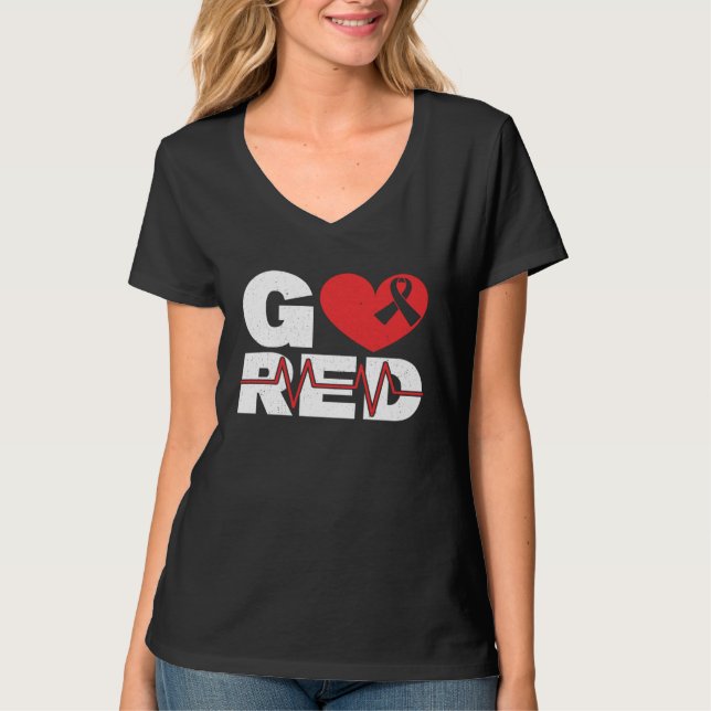 Camiseta Go Red Heart Health Heart Disease Awareness (Frente)