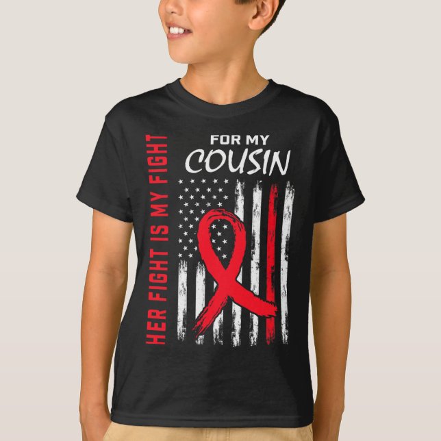 Camiseta Go Red Her Fight Cousin Heart Disease Awareness Fl (Frente)