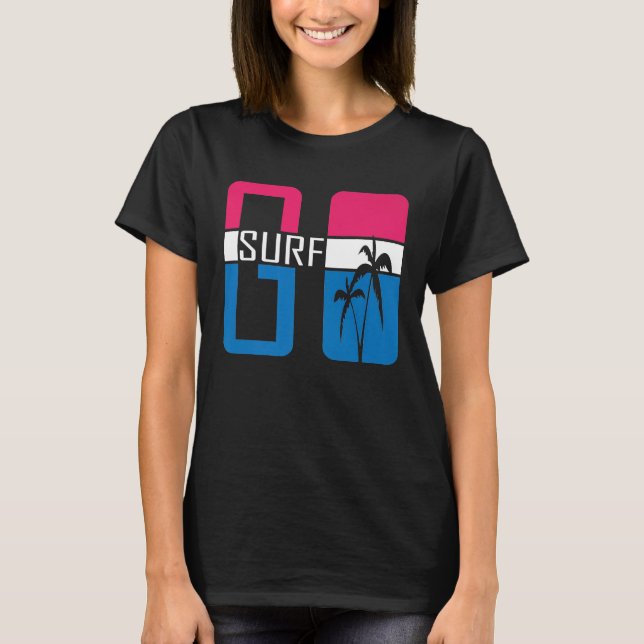 Camiseta GO SURF Varsity Surfer Athletic Palm Tree Waves S (Frente)