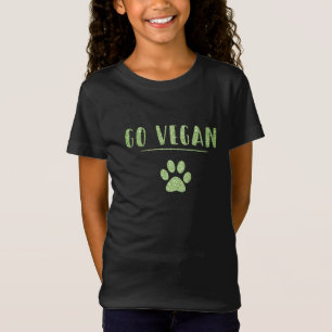 Camiseta Go Vegan Animal Paw Faux Green Glitter Typografia