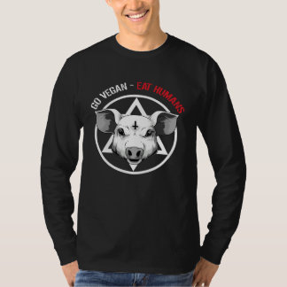 Camiseta Go Vegan Eat Humans Satanic Vegan Pig