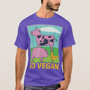 Camiseta Go Vegan Vegan Cow Pig Chicken Vegetarian Nature T