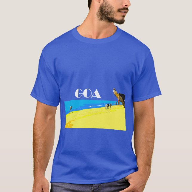 Camiseta Goa de praia tropical, Índia. Para uma cor escura (Frente)