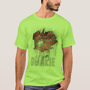 Camiseta Goalie rasgado da parede de tijolo (hóquei)